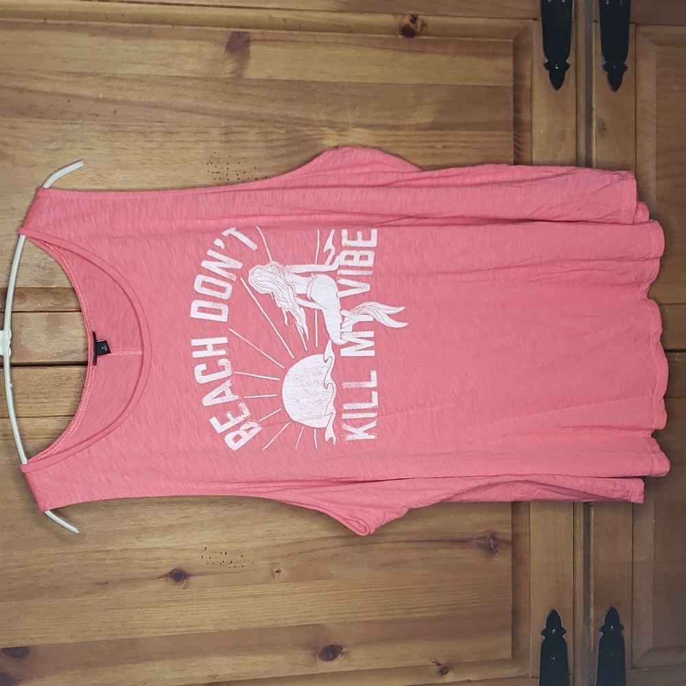 Torrid Mermaid Beach Don't Kill My Vibe Slub Jersey Tank Top Sleeveless Shirt